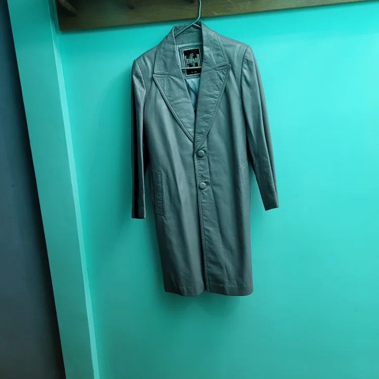 Leopard W.M. Leather Coat. Small thumbnail