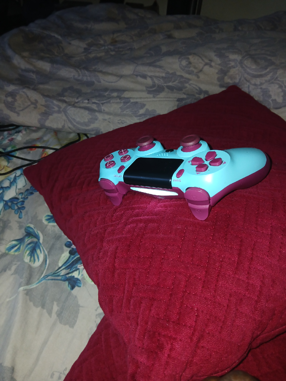 Custom PS4 Controller - Light Blue & Burgundy - photo 2