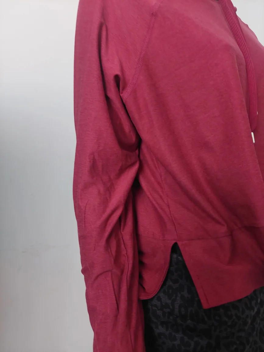Burgundy Long Sleeve Cropped Hoodie image indicator(2)