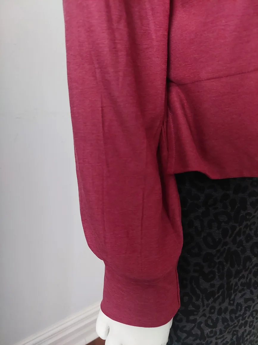 Burgundy Long Sleeve Cropped Hoodie image indicator(3)