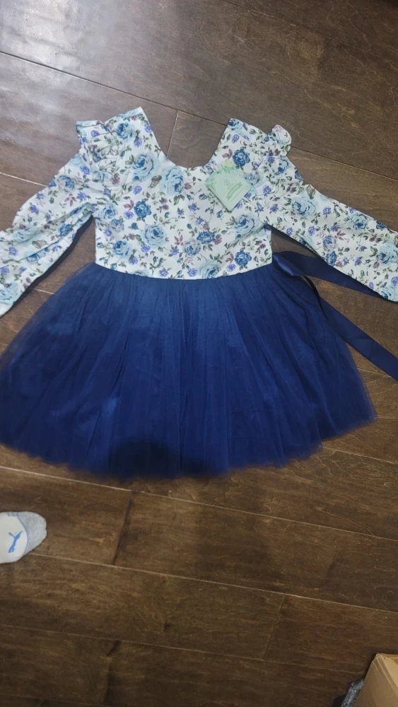 Floral & Navy Blue Tulle Dress size 5 years - photo 5