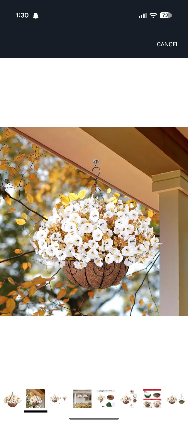 Hanging Flower Basket with Silk Flowers image indicator(2)