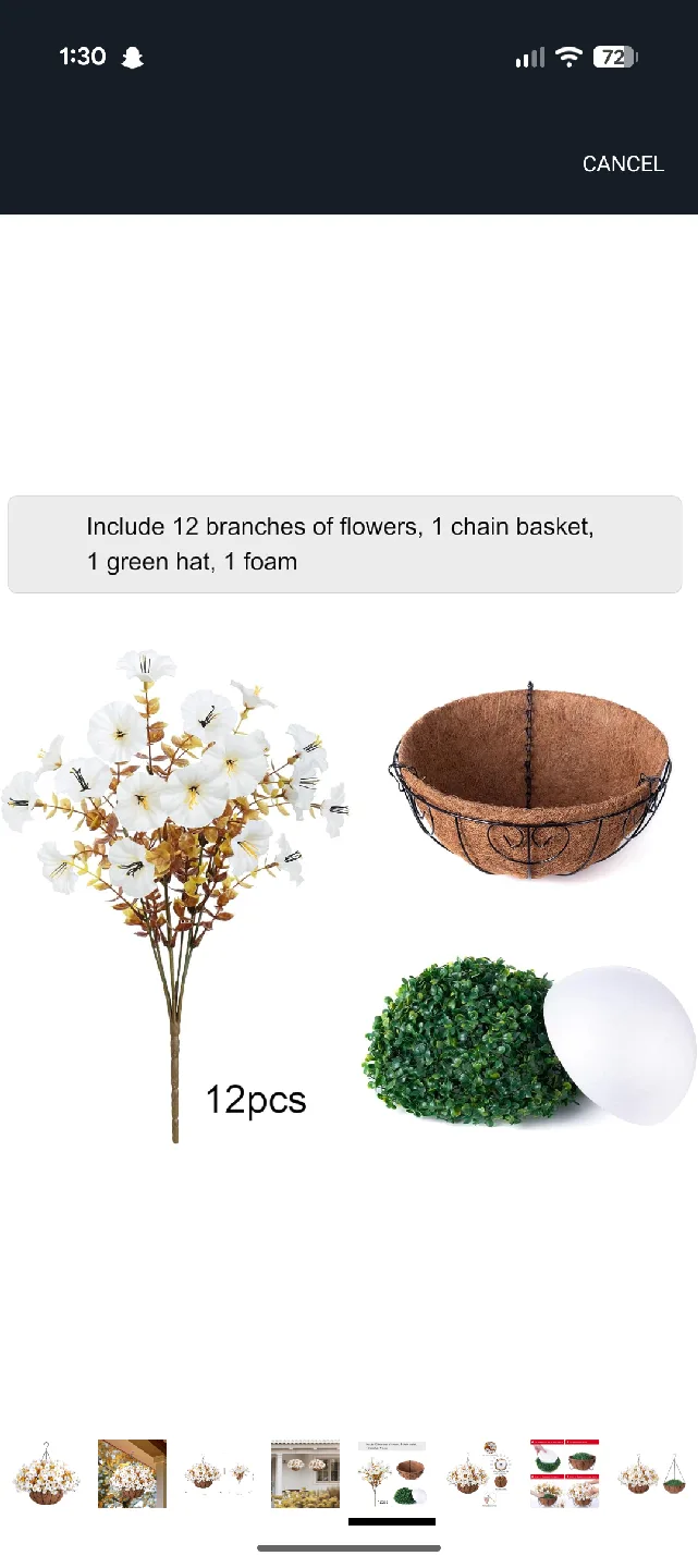 Hanging Flower Basket with Silk Flowers image indicator(4)