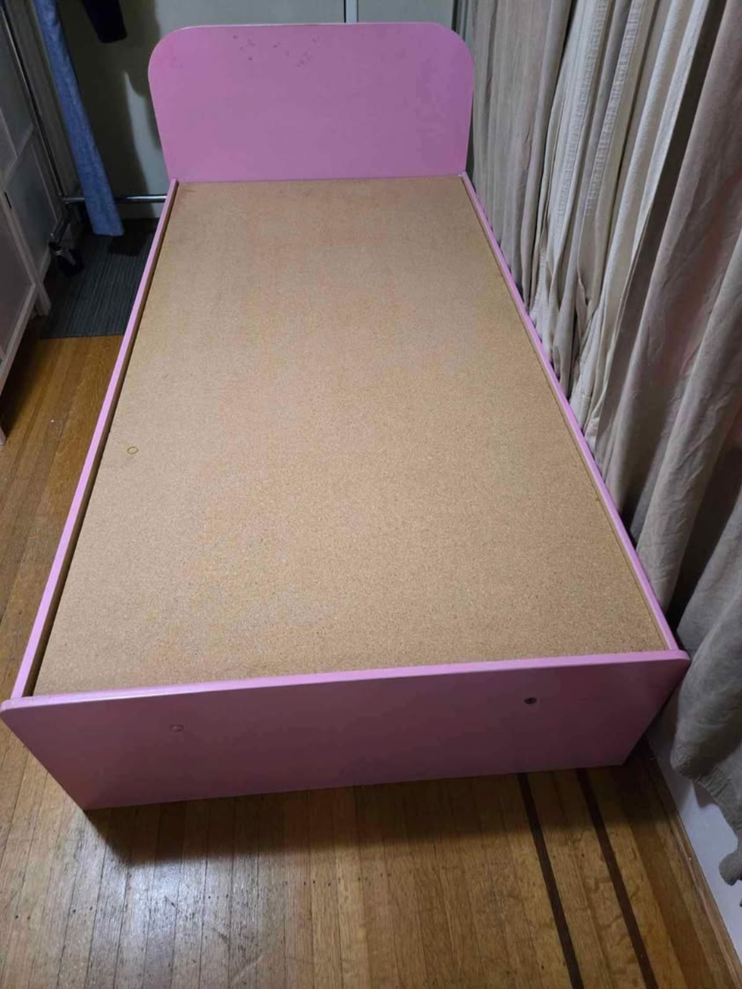 Pink Single Bed Frame with Drawers