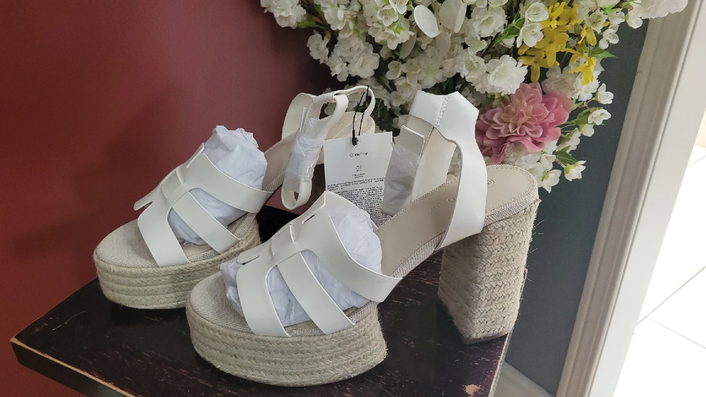 The Drop White Espadrille Platform Sandals - Size 12