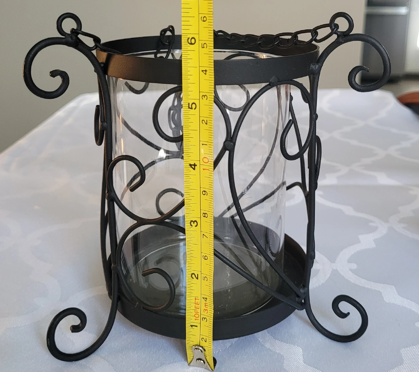 Set of 2 Glass and Decorative Metal Hanging Candle Holders - photo 4