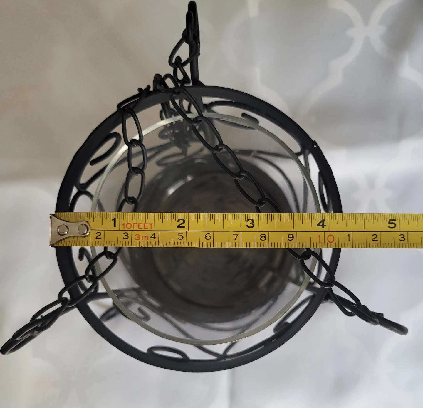 Set of 2 Glass and Decorative Metal Hanging Candle Holders - photo 5
