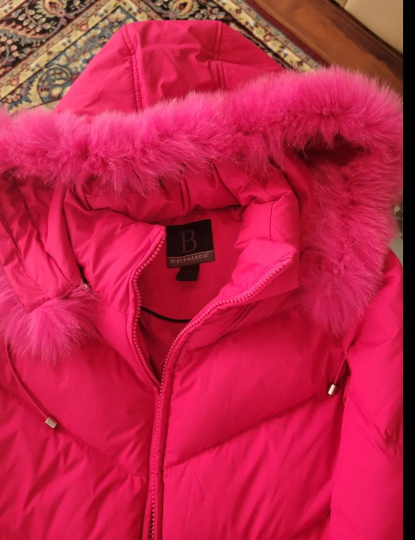 Bernardo Puffer Coat - Pink, Fur Hood image indicator(3)