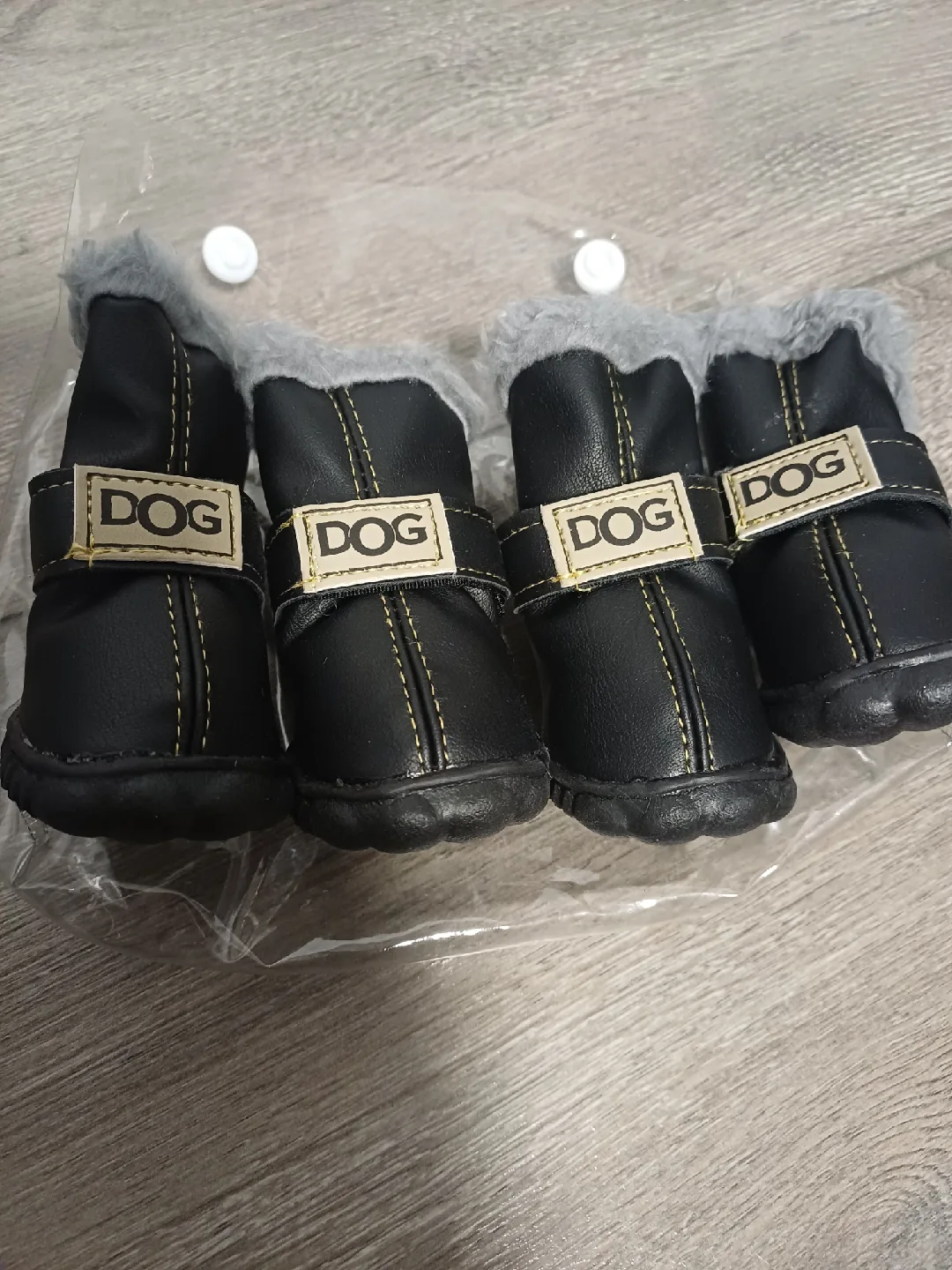 Dog Boots, Black with Faux Fur, Size Small thumbnail