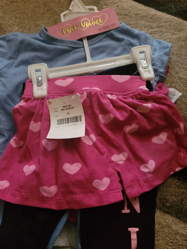 New 2T Pink Velvet 6-Piece Set, Mauve/Dusty Blue image indicator(6)