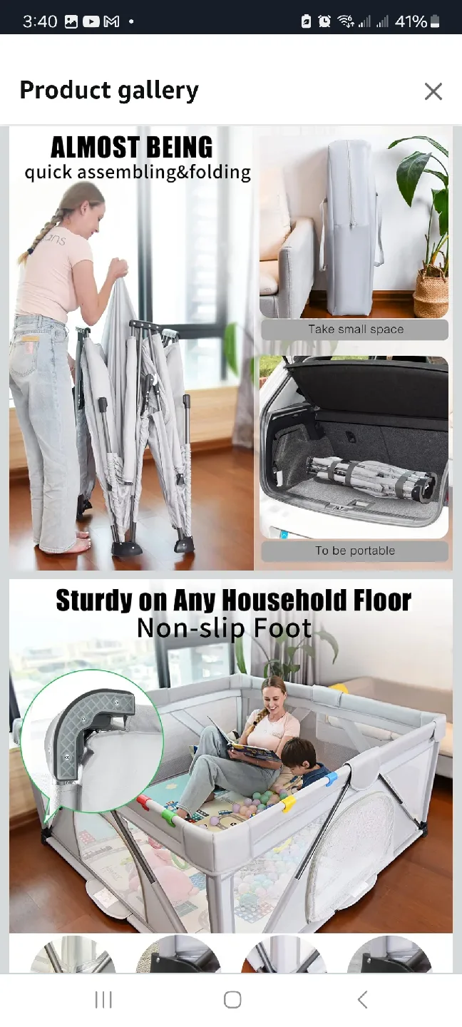 Heyo.Ja Baby Playpen Foldable, 71"x71" Large Play Yard thumbnail