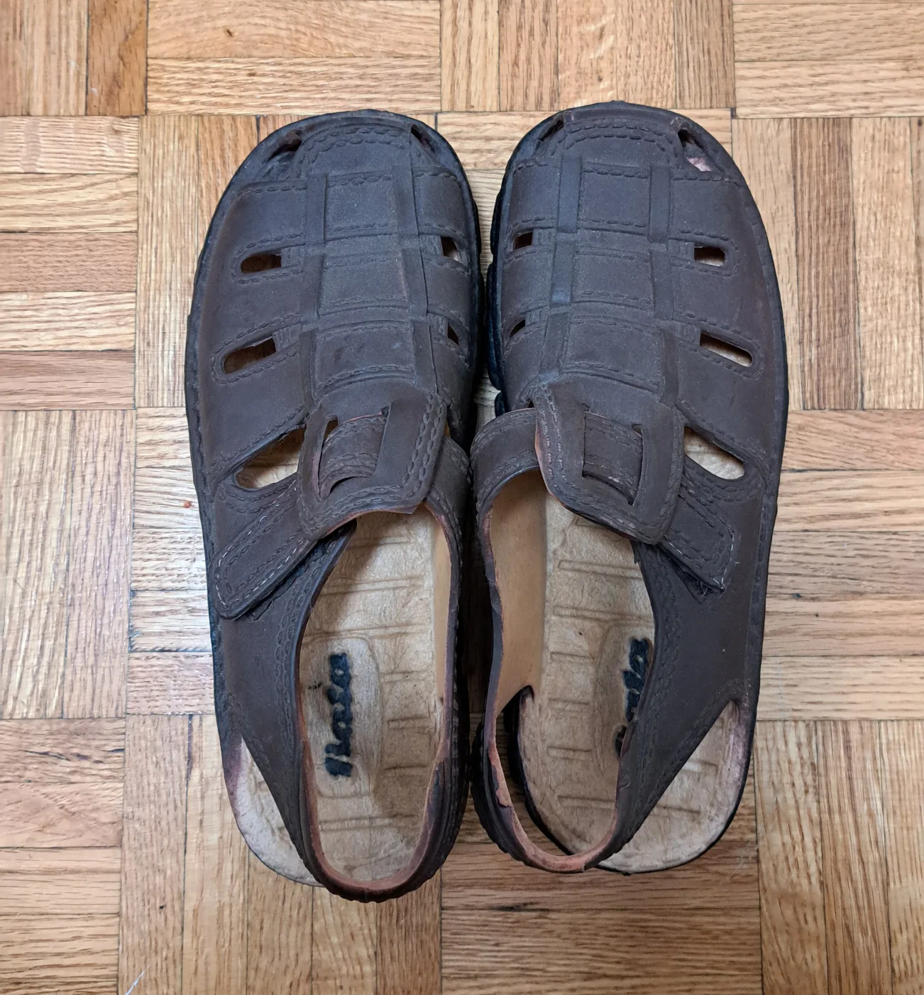 Bata Brown Leather Sandals thumbnail