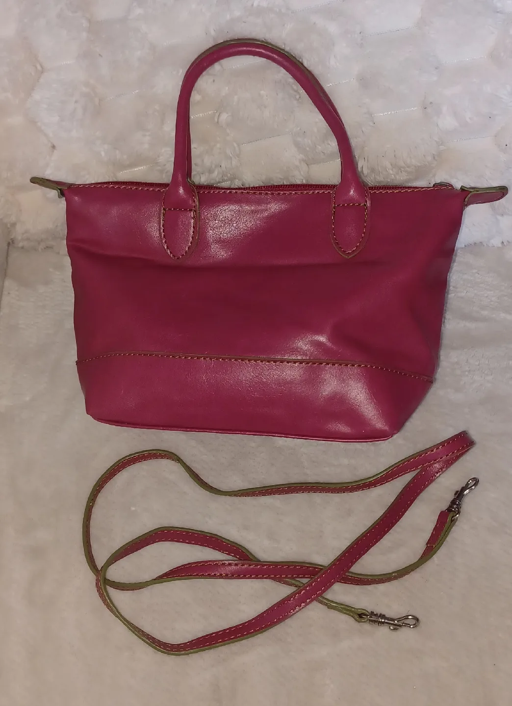 Nine West Pink Leather Handbag with Strap image indicator(2)