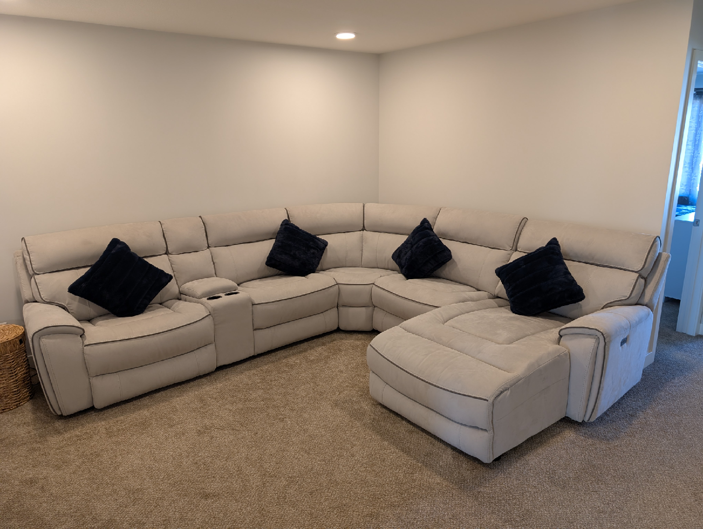 Beige Sectional Sofa with Reclining Seats