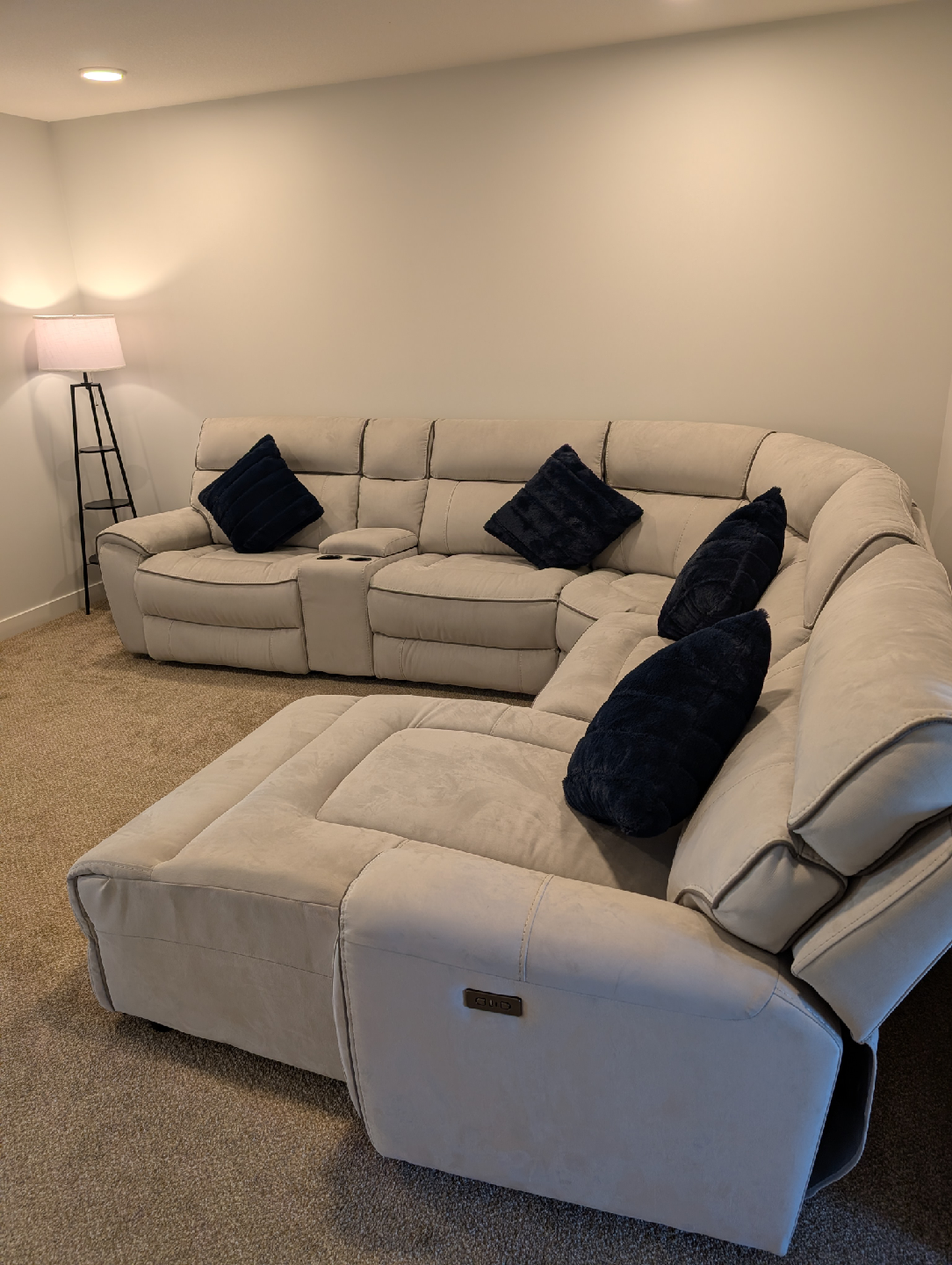 Beige Sectional Sofa with Reclining Seats - photo 2