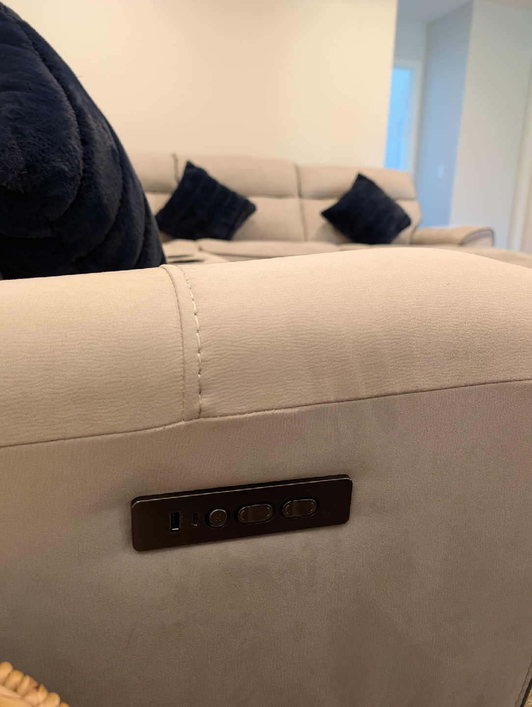 Beige Sectional Sofa with Reclining Seats - photo 3