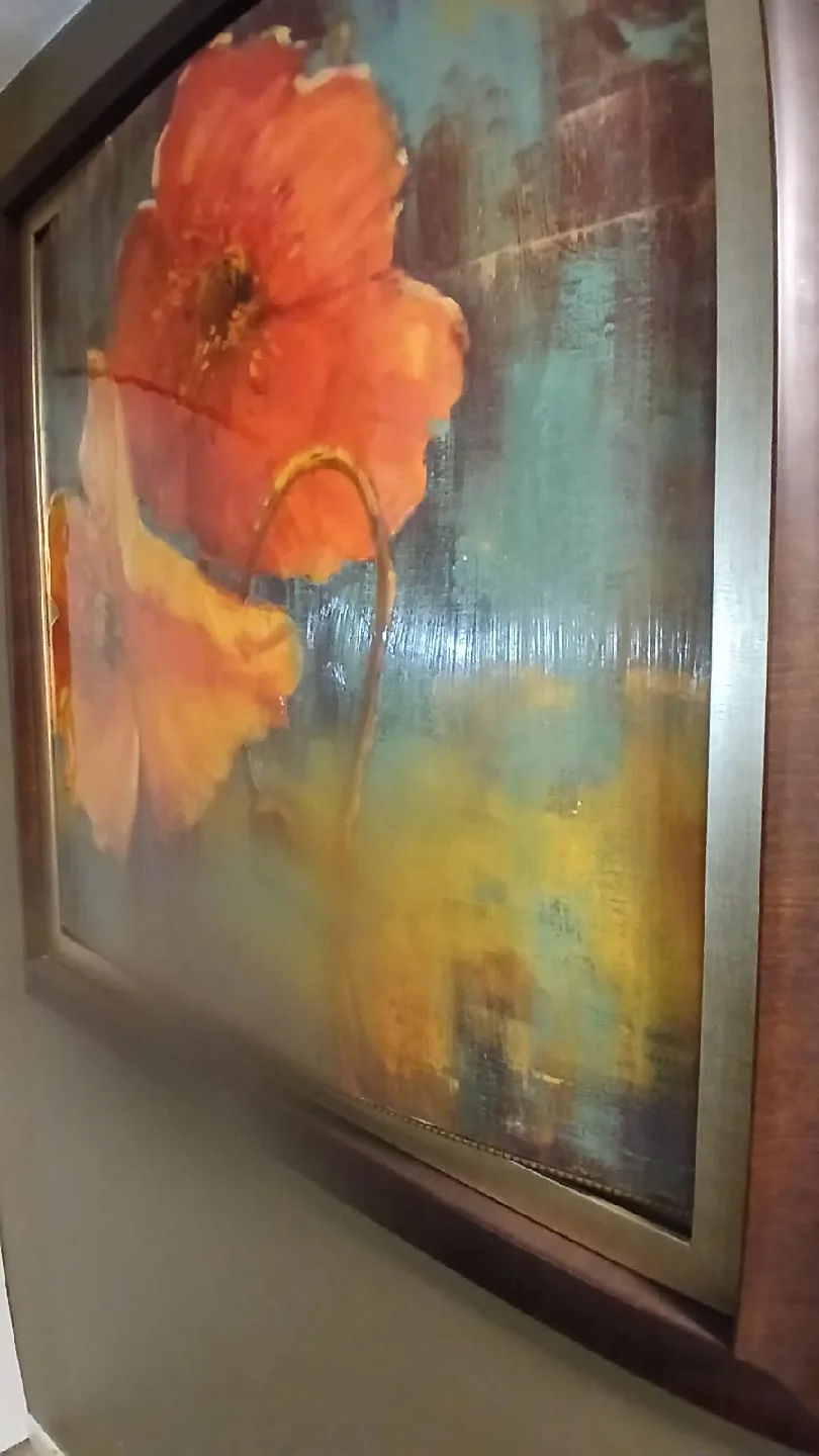 Large Floral Painting in Wooden Frame image indicator(2)