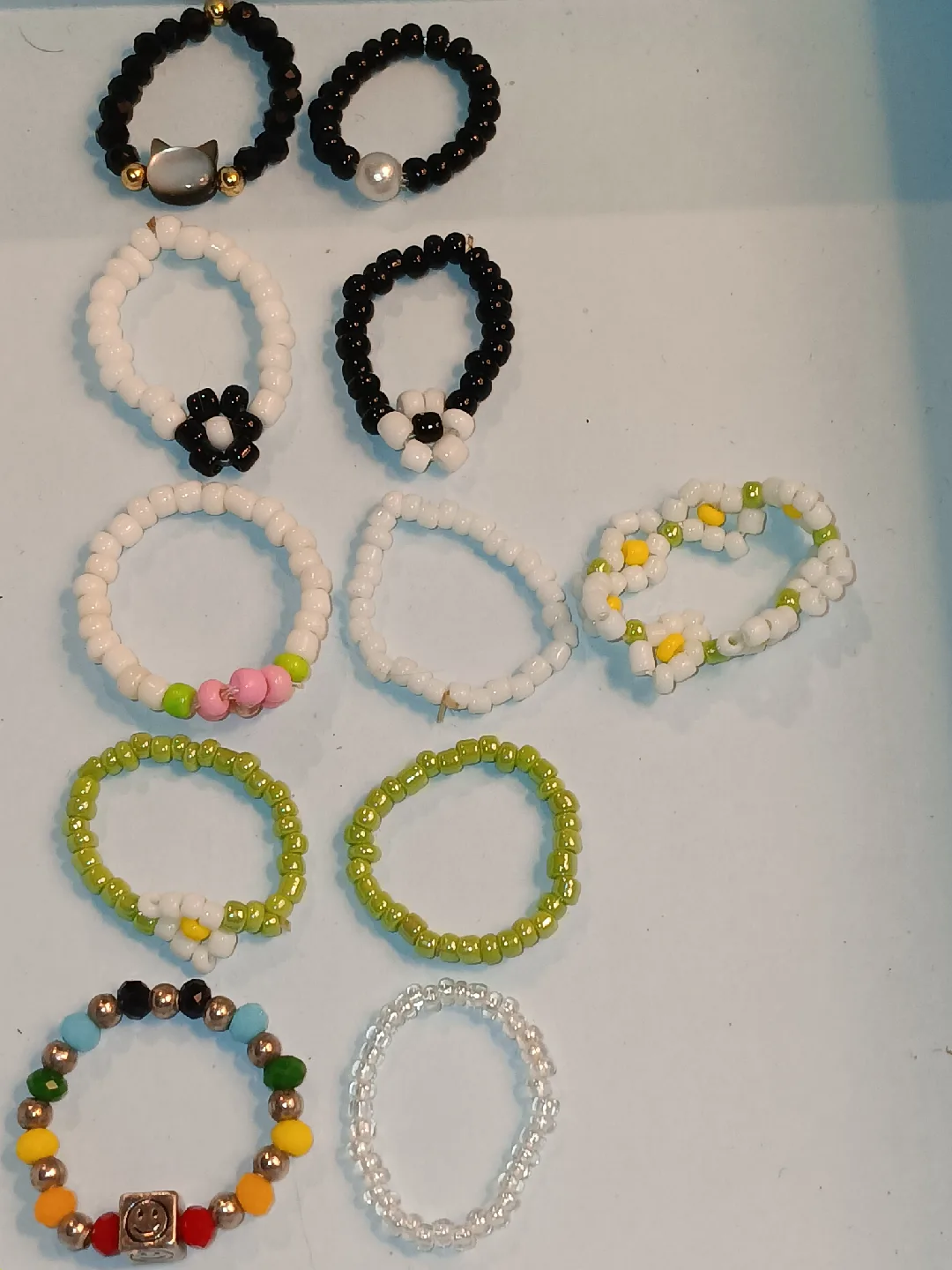 Set of 5 Handmade Beaded Rings thumbnail