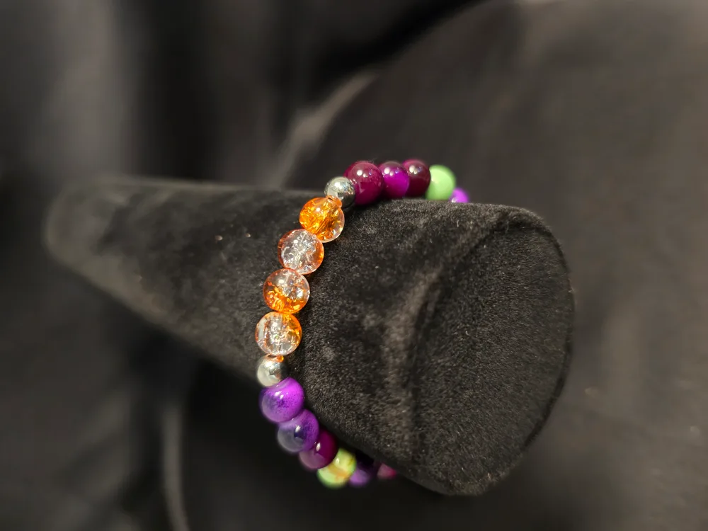 Beaded Bracelet Set - Purple, Green, Orange image indicator(4)