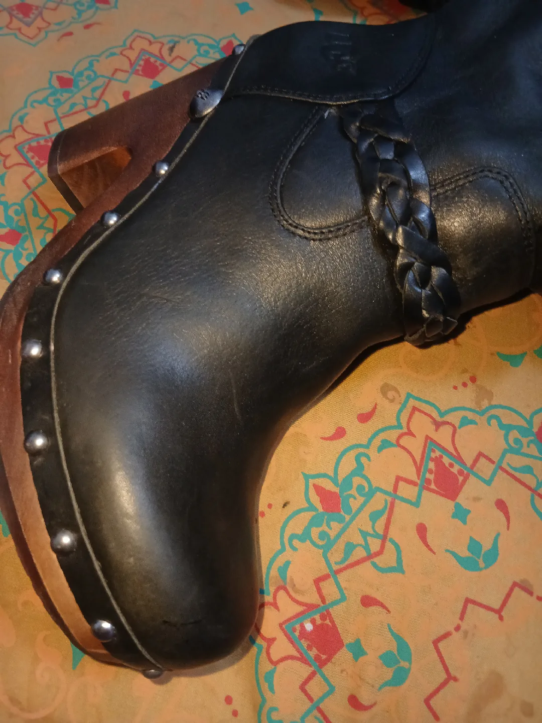 UGG Black Leather Knee High Boots, Size 5 image indicator(5)