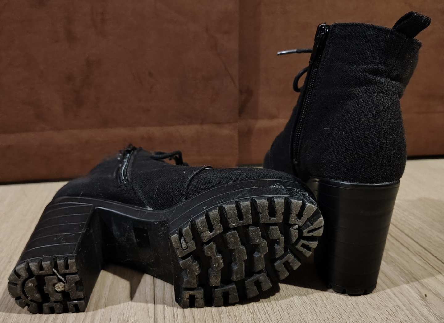 Black Lace-Up Platform Ankle Boots - photo 2