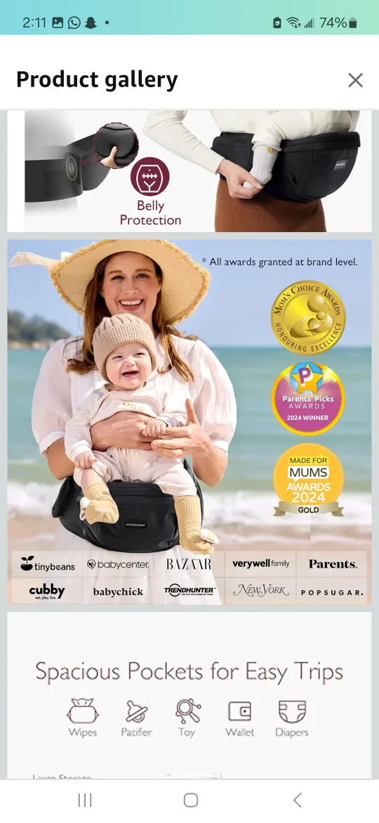 Momcozy Baby Carrier Waist Seat - Black image indicator(4)