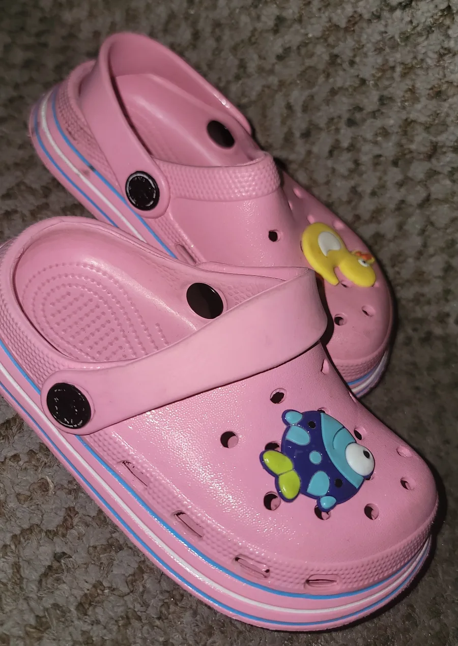 Pink Clogs with Fish & Duck Charms thumbnail