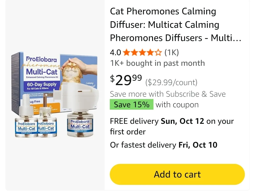 🧡New - ProElolbara Multi-Cat Calming Pheromone Kit image indicator(5)