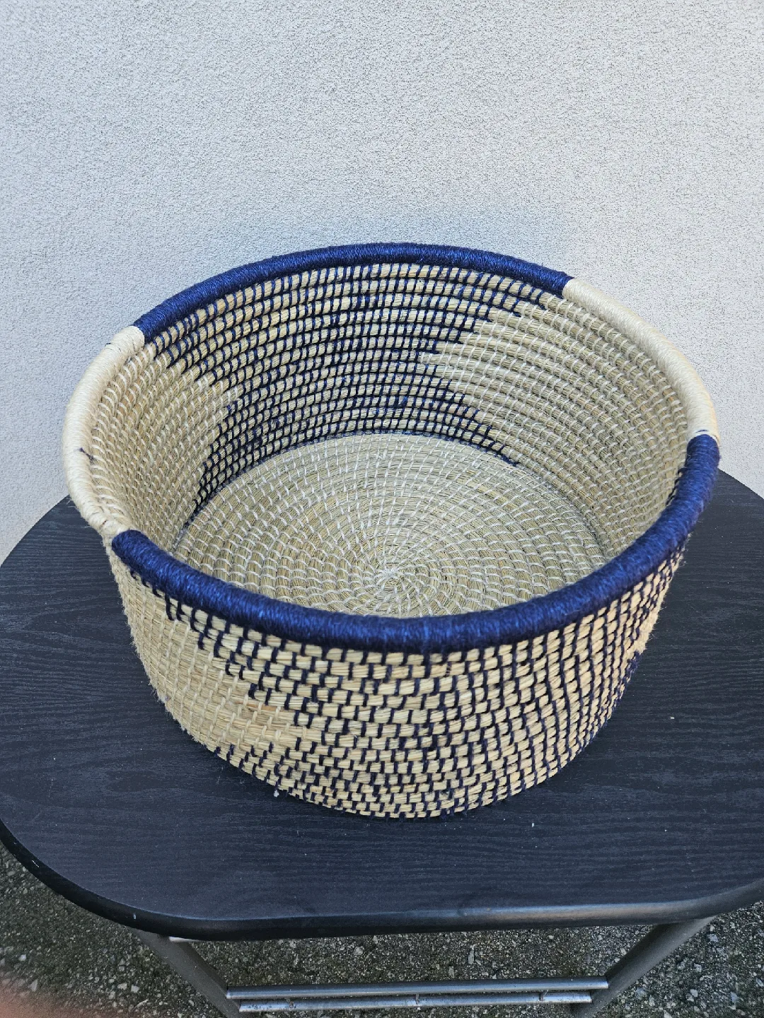 Handwoven Basket - Blue & Natural thumbnail