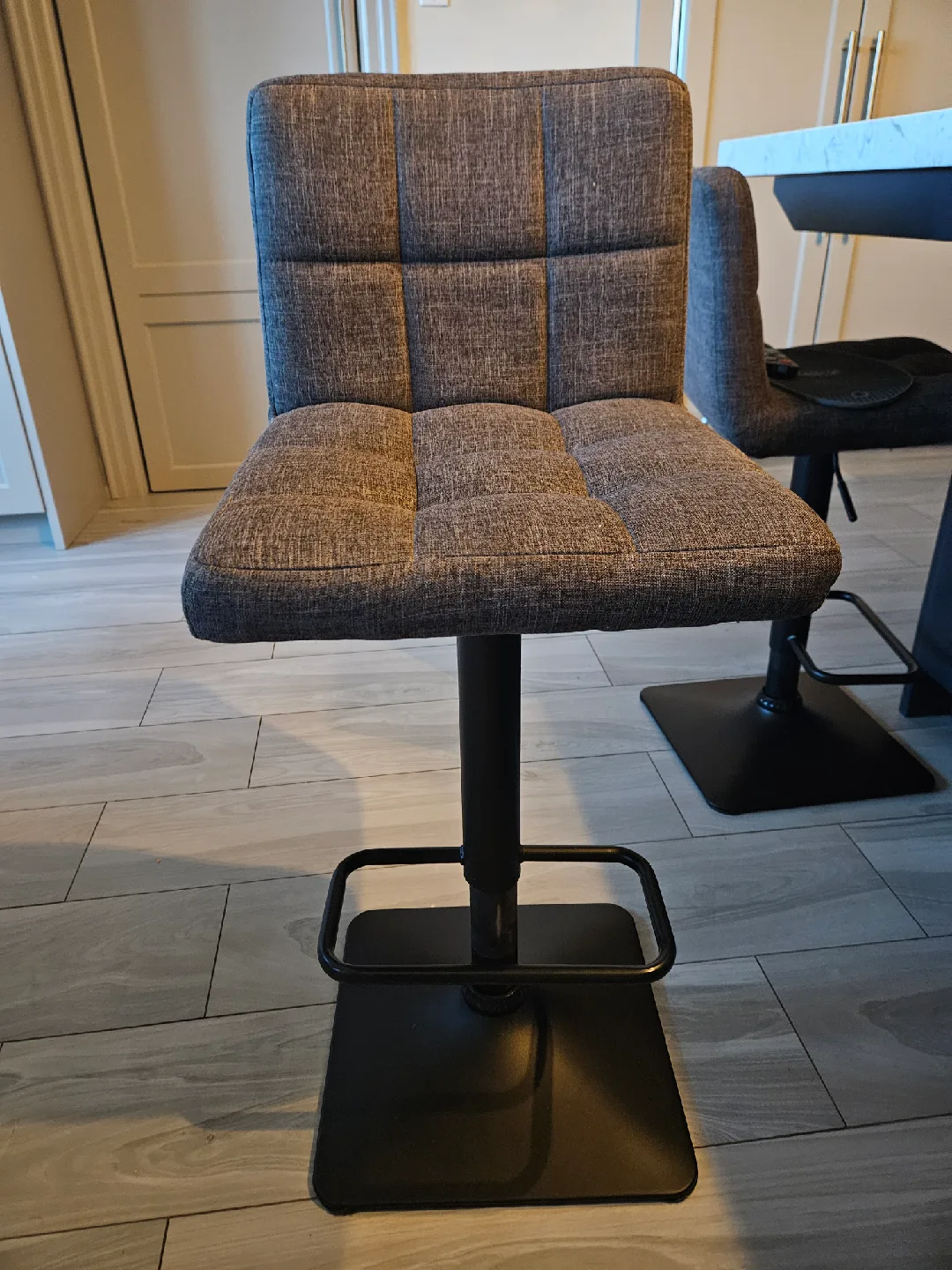 Adjustable Height Bar Stool - Grey Fabric $30 each!! image indicator(3)