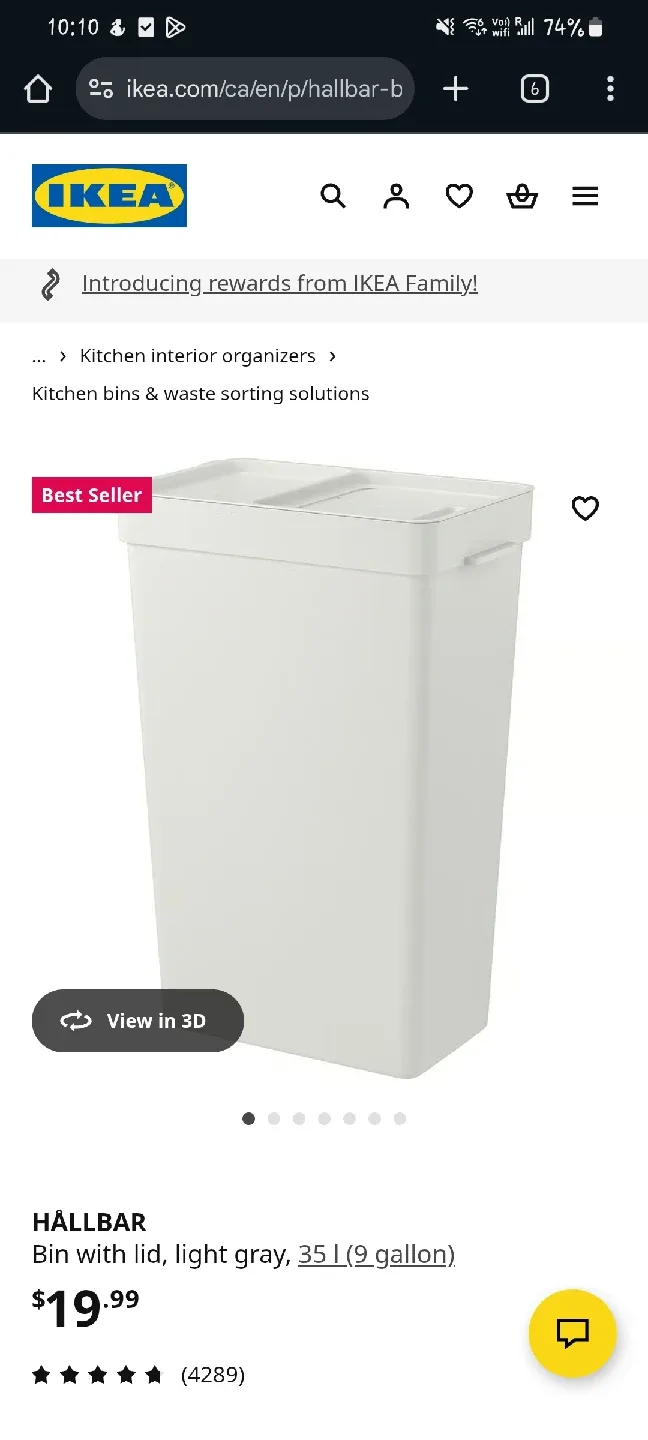 IKEA HÄLLBAR Bin with Lid - Light Gray, 35L image indicator(2)