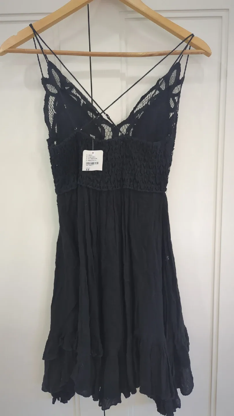 Free People Black Lace Mini Dress, Size xs image indicator(2)