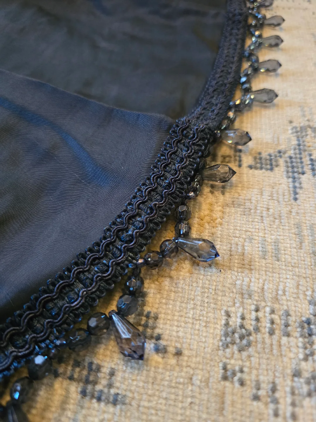 Navy blue Valance with Beaded Trim - 32 inches thumbnail