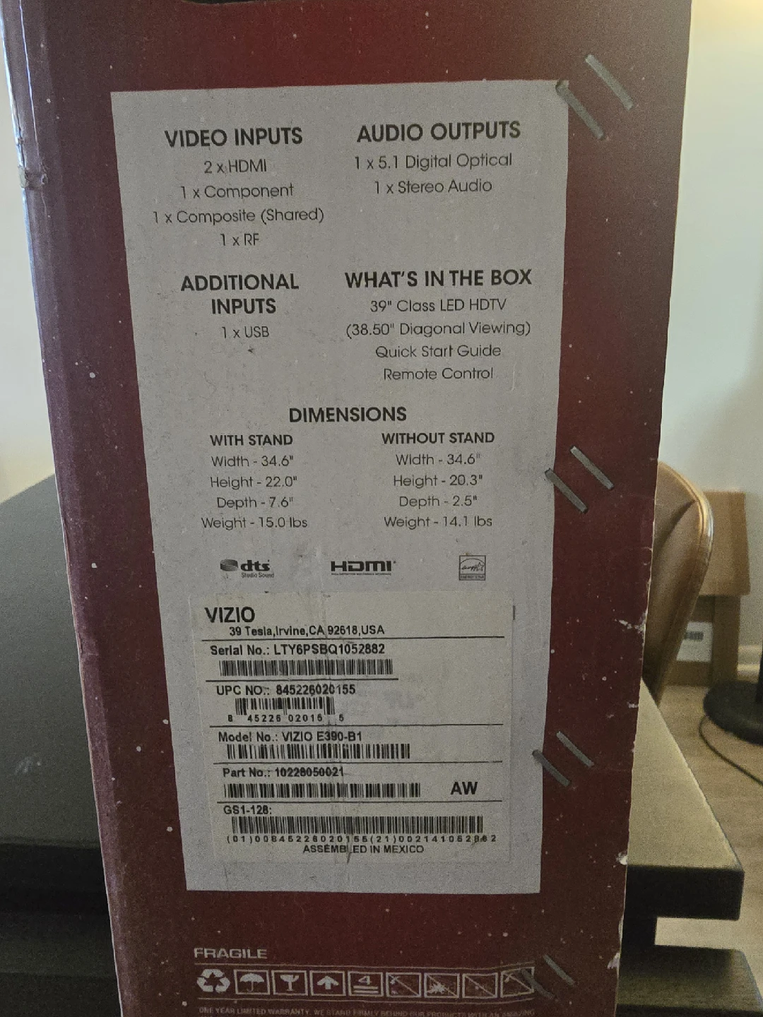 Vizio E390-B1 39" Class LED HDTV - photo 2