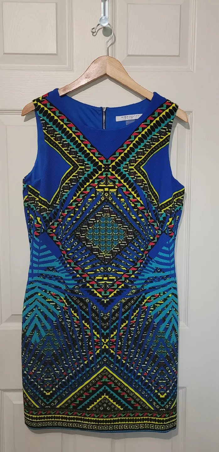 Peter Nygard Petite Blue Patterned Dress image indicator(2)