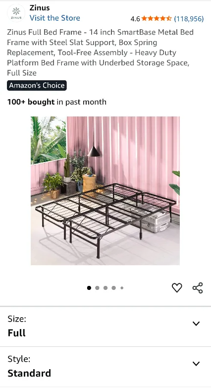 Zinus Full Size SmartBase Metal Bed Frame thumbnail