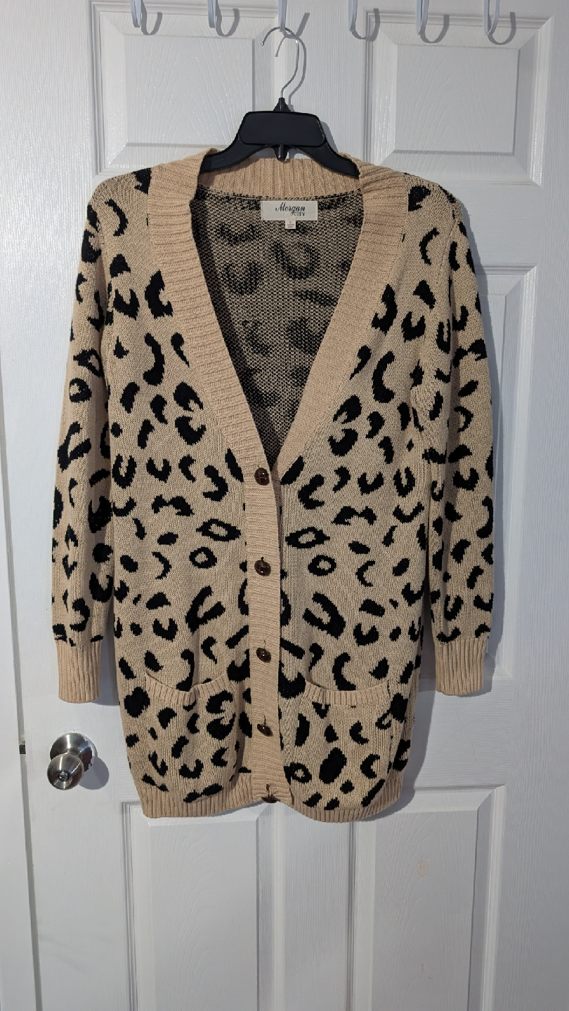 Morgan de Toi Leopard Print Cardigan size L