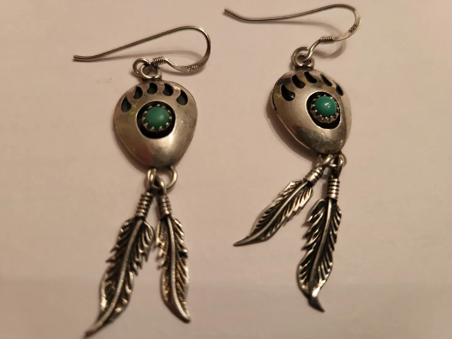 Sterling Silver Bear Claw Feather Earrings thumbnail