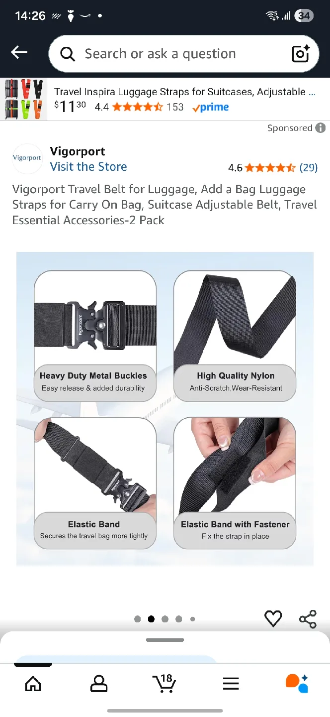 Vigorport Travel Luggage Belt - New in Package! image indicator(4)