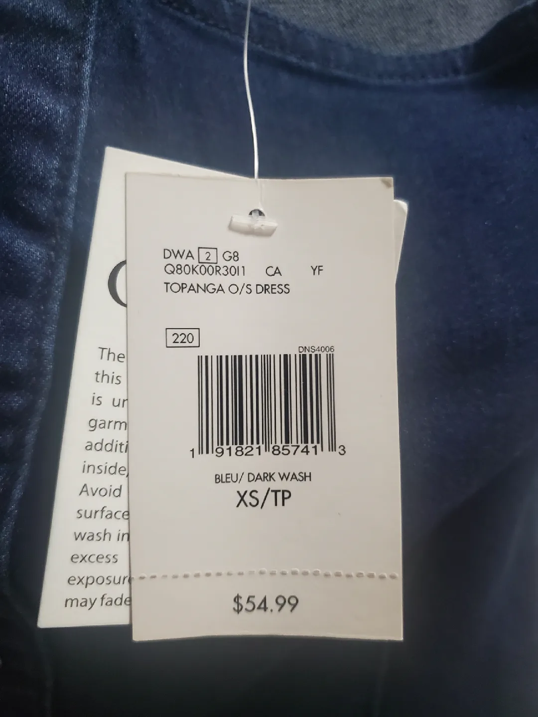 Guess dark wash denim dress XS image indicator(3)