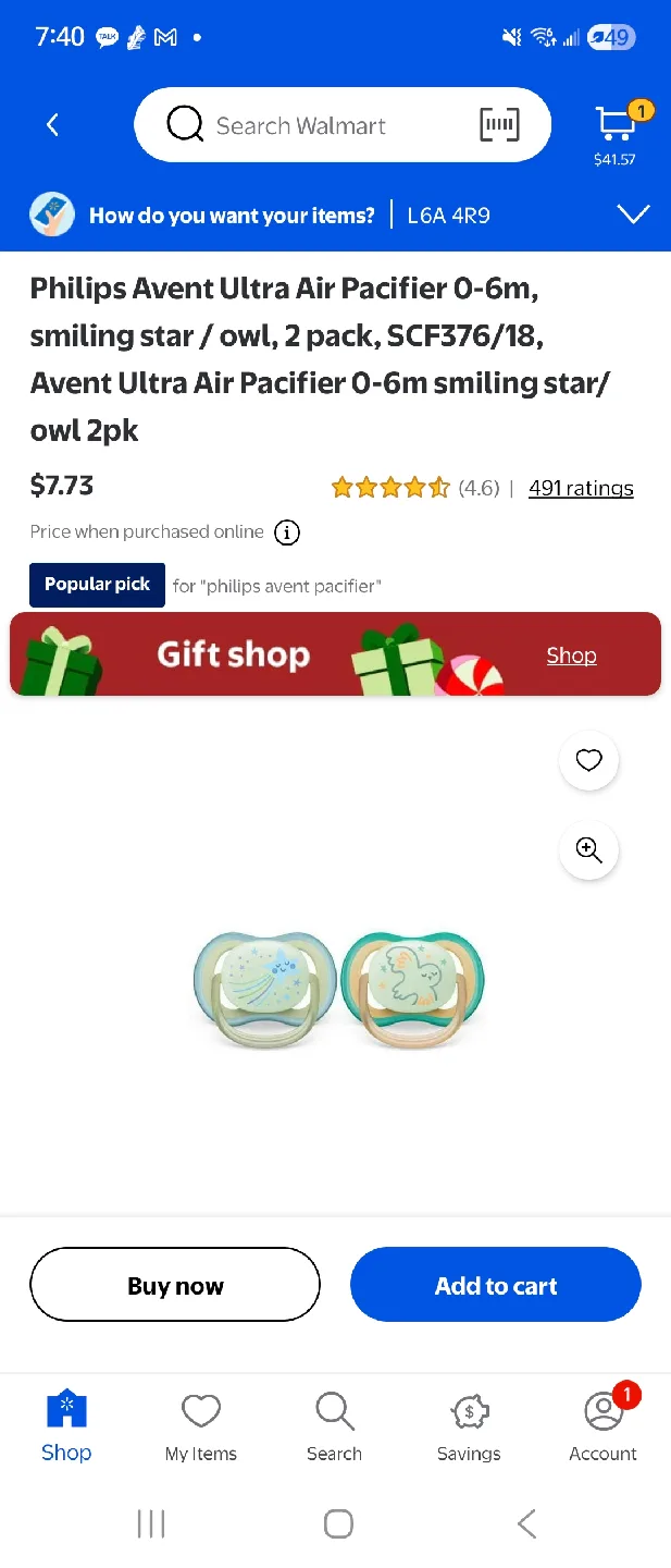 brand new - Philips Avent Ultra Air Nighttime Pacifier (0-6m) image indicator(2)