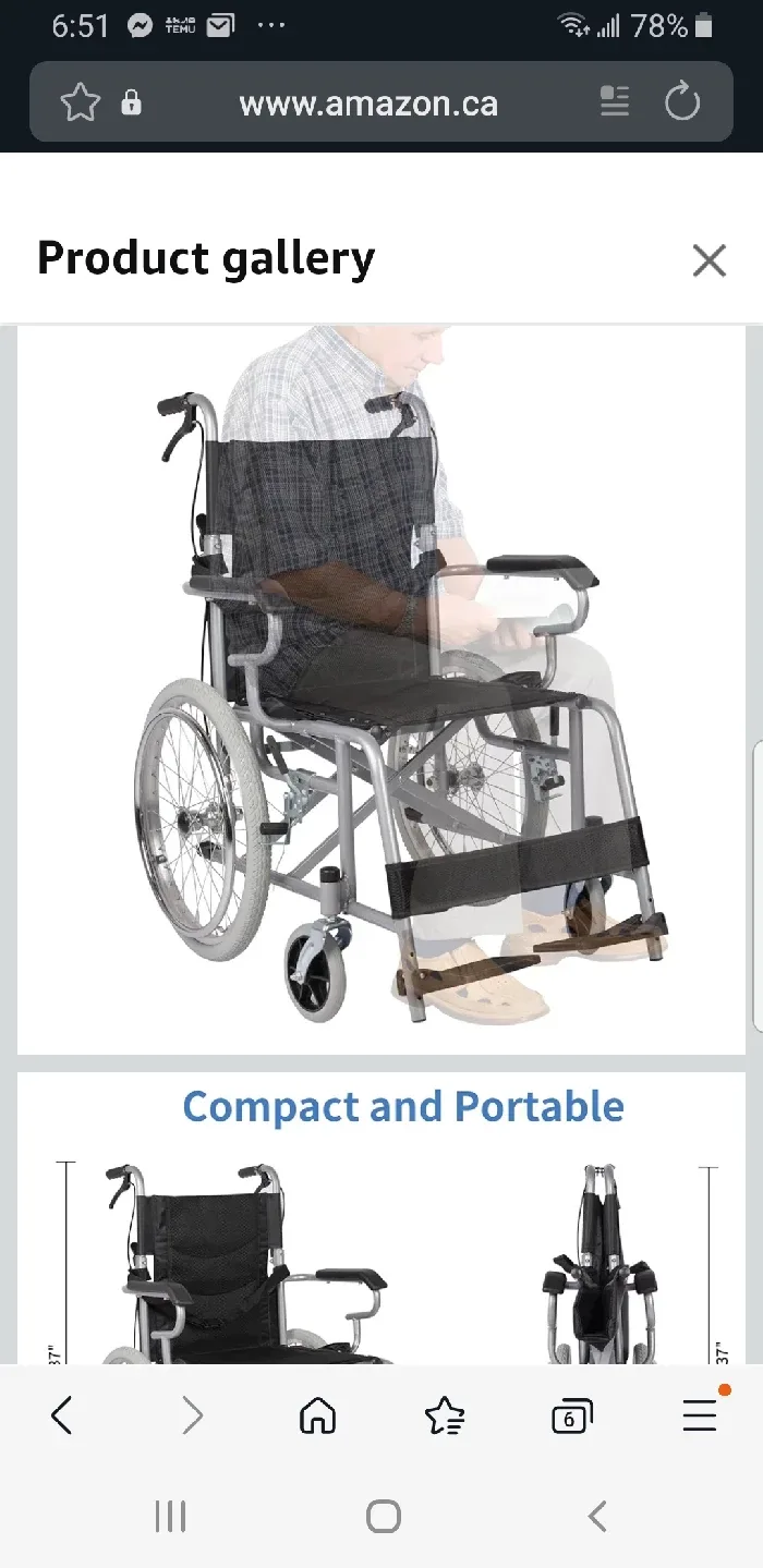 light weight wheel chair transport chair like new thumbnail