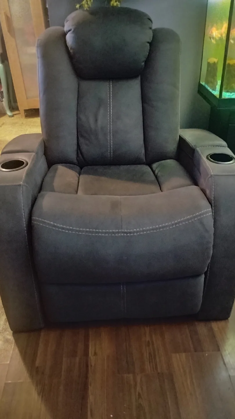 Grey power Recliner with Cup Holders