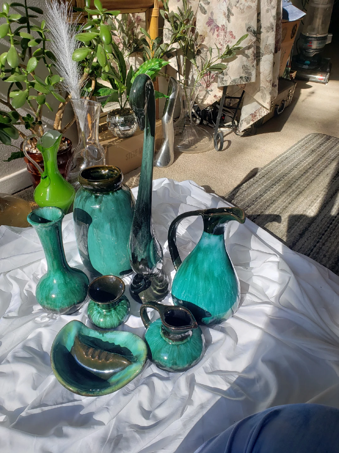 BUNDLE-Vintage Teal Ceramic Vases & Pitchers