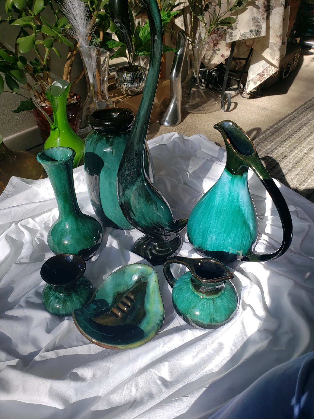 BUNDLE-Vintage Teal Ceramic Vases & Pitchers - photo 3