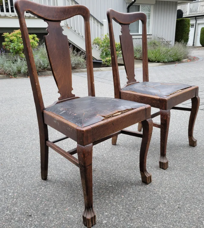 Very Antique Wooden Chairs - Set of 2