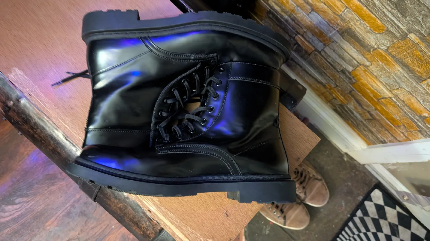 Zara Black Leather Boots Size 44 image indicator(5)