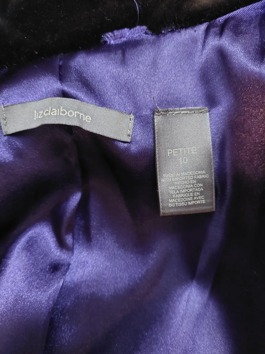 Liz Clariborne Black Blazer Jacket Pettite Size 10 image indicator(7)