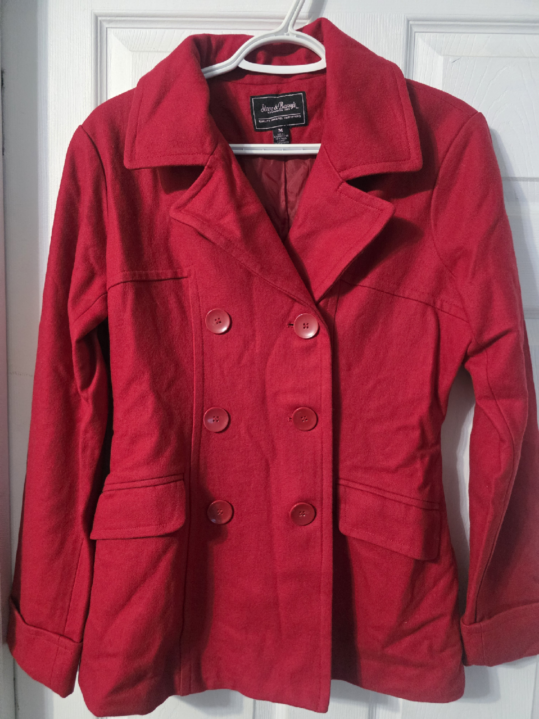 Steve & Barry's Red Wool Blend Pea Coat - Size M