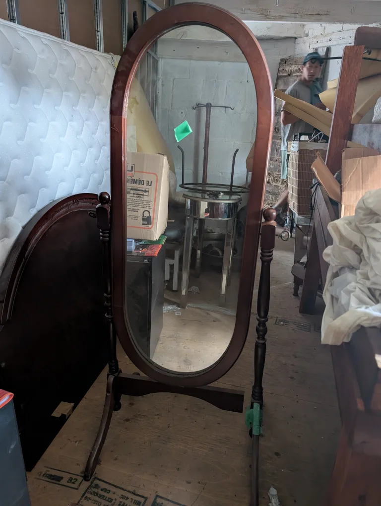 Oval Standing Cheval Mirror - Brown Wood Frame image indicator(2)